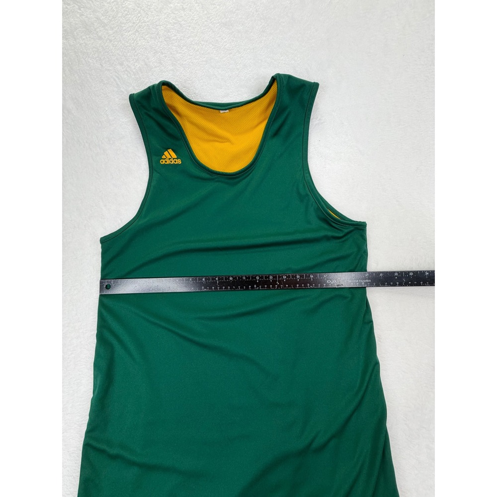 Adidas Mens Reversible Basketball Jersey Green Yellow Climalite Large Length +2 - Picture 4 of 9